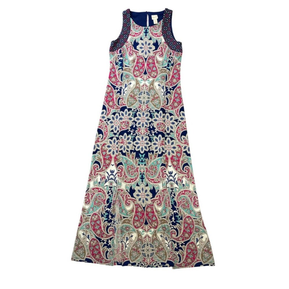 Chico's Maxi Dress Paisley Print Sleeveless Boho Travel Casual Flowy Women - Picture 10 of 15